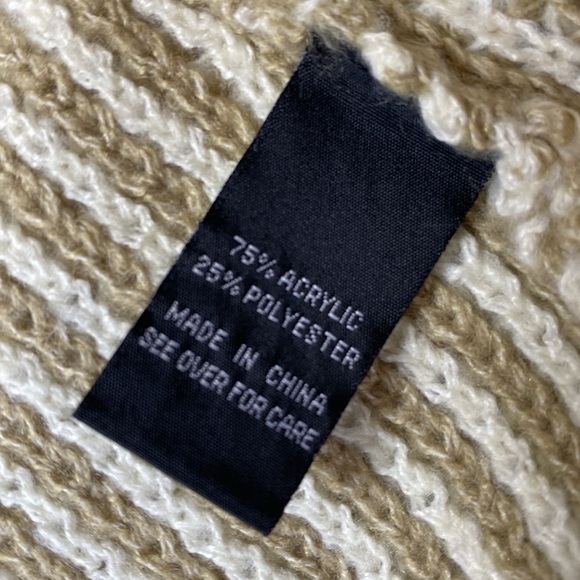 Fortune & Ivy Women L Striped Pockets Grunge Grandma Crochet Style Open Cardigan - Picture 6 of 7